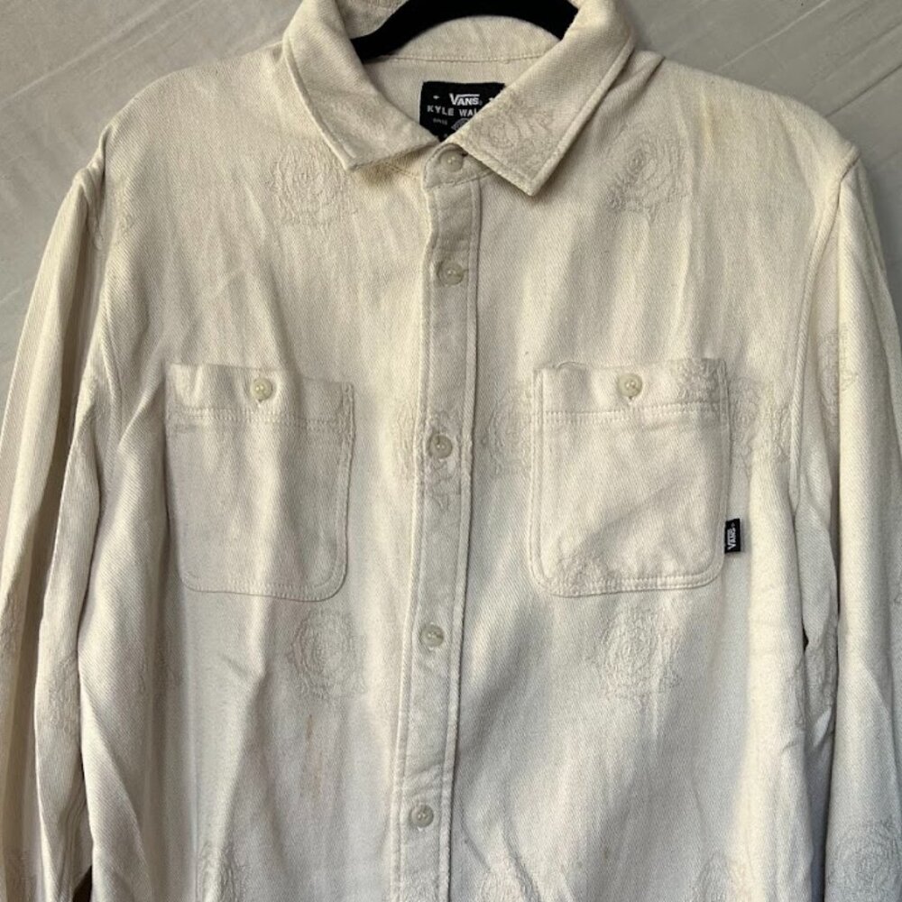 Vans Off The Wall Mens Antique White Walker L/S Flannel Shirt Size L
